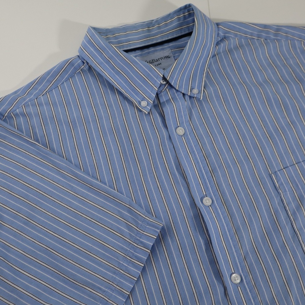 Croft & Barrow Easy Care Blue White Striped Cotton Button Down Shirt Mens XL